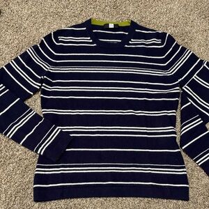 Saks Fifth Avenue Black Label Navy and White Striped Sweater